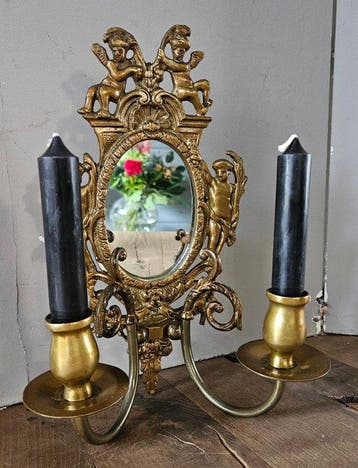Wandkandelaar met spiegel - Louis XIV stijl - Chandelier -