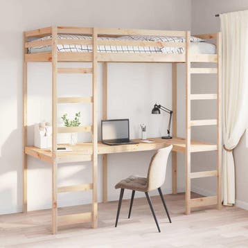 vidaXL Hoogslaper bedframe Naturel 90 x 190 cm Massief, Verzenden, Nieuw