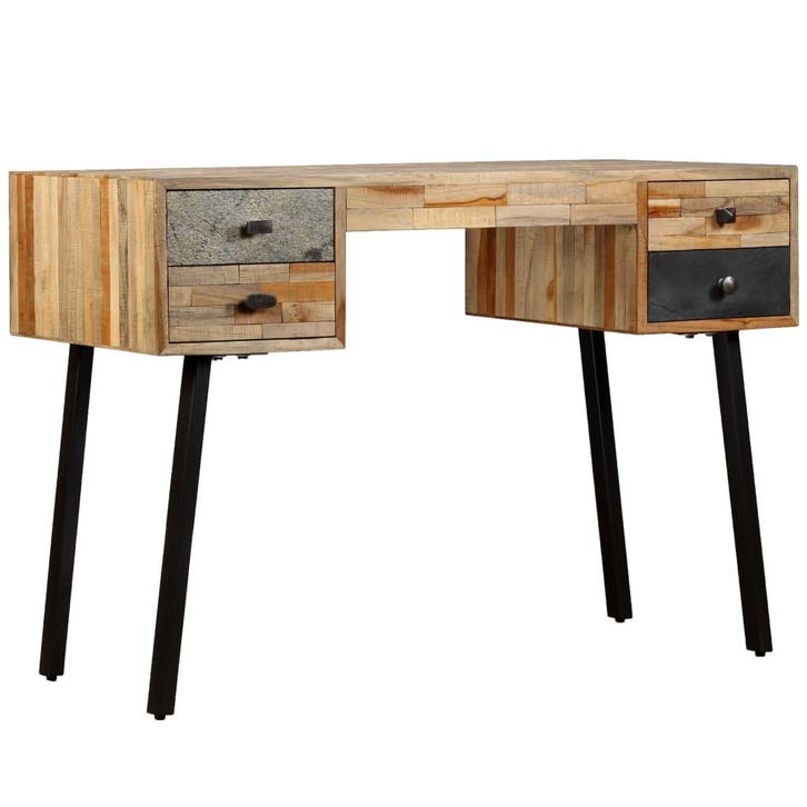 vidaXL Schrijftafel 110x50x76 cm massief gerecycled teakhout, Huis en Inrichting, Bureaus, Nieuw, Verzenden