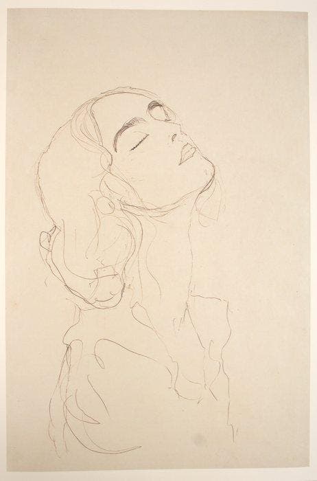Gustav Klimt (1862-1918), after - Mädchenkopf mit, Antiquités & Art, Antiquités | Autres Antiquités