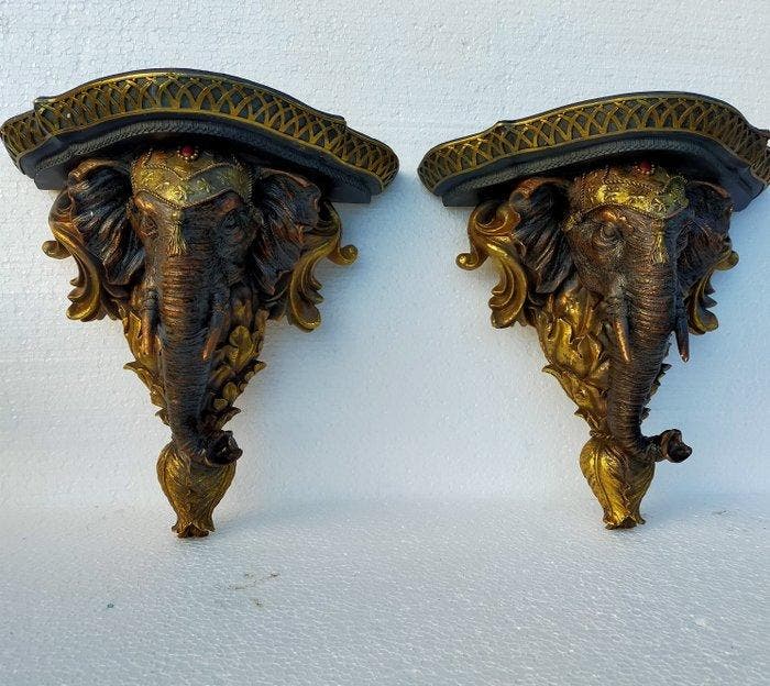 sculptuur, olifantconsole,s - 31 cm - resin, Antiquités & Art, Art | Objets design