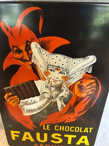 Emaille bord - le chocolat Faustra - Enseigne en émail -, Antiek en Kunst