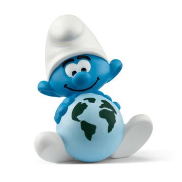 De Smurfen PVC Beeldje Smurf met Wereldbol 6 cm, Collections, Ophalen of Verzenden