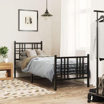 vidaXL Bedframe met hoofd- en voeteneinde metaal zwart, Verzenden