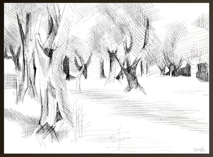 René Mels (1909-1977) - Architecture des arbres - 1950 -, Antiek en Kunst, Curiosa en Brocante