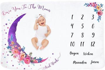 2dekans | Frummel Mijlpaaldeken ‘Roze Maan’ – Baby, Ophalen of Verzenden