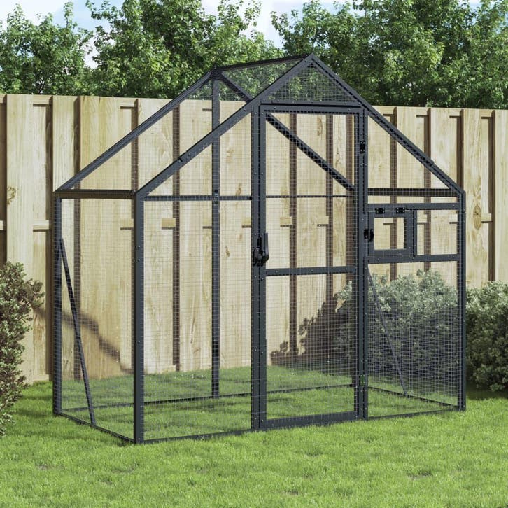 vidaXL Volière 179x100x185 m aluminium antracietkleurig, Dieren en Toebehoren, Vogels | Toebehoren, Nieuw, Verzenden