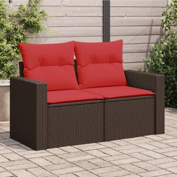 vidaXL Tuinbank met kussens 2-zits poly rattan bruin, Tuin en Terras, Tuinsets en Loungesets, Verzenden, Nieuw