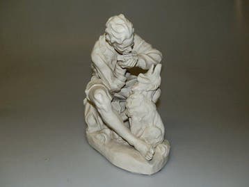 Rosenthal - Beeld, suonatore con armonica e cane - anno 1936, Antiek en Kunst