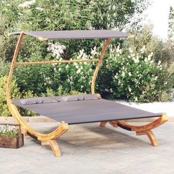 vidaXL Loungebed met luifel 165x203x138 cm gebogen hout, Tuin en Terras, Verzenden, Nieuw