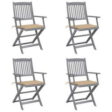 vidaXL Set van 4 klapstoelen met kussens, gemaakt van, Verzenden, Nieuw