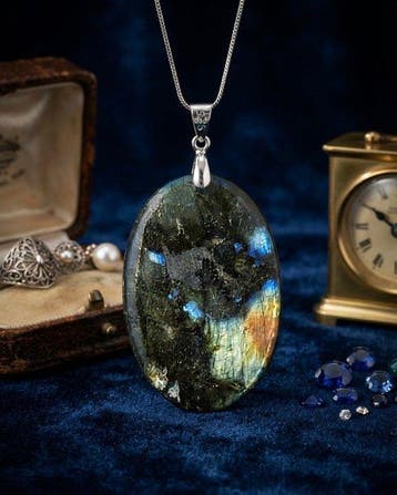 labradoriet Cabochon - Hoogte: 3.3 cm - Breedte: 2.2 cm-