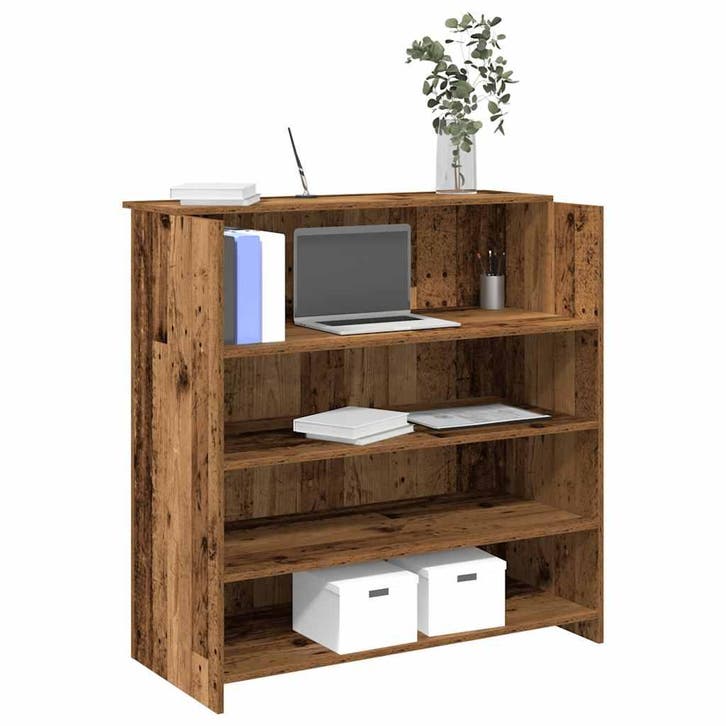 vidaXL Receptiebalie 100x50x103,5 cm bewerkt hout oud, Huis en Inrichting, Bureaus, Nieuw, Verzenden