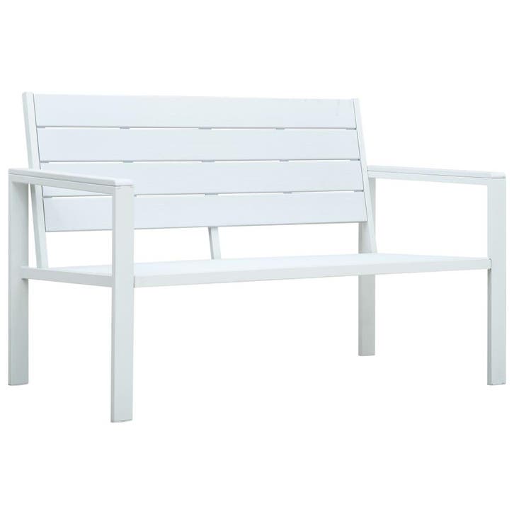 vidaXL Tuinbank hout-look 120 cm HDPE wit, Tuin en Terras, Tuinsets en Loungesets, Nieuw, Verzenden