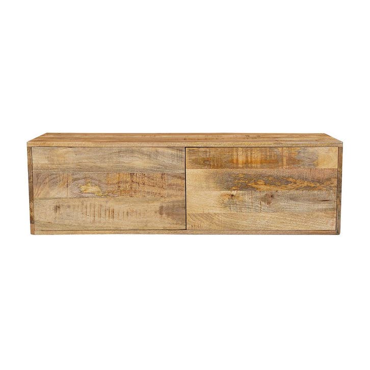 Tv-meubel Mangohout Zwevend Vigo 120 cm, Maison & Meubles, Armoires | Mobilier de télévision, Envoi
