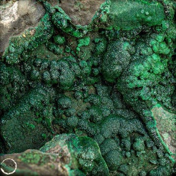 Natuurlijke malachiet-fase – botryoïde kristallandschap in