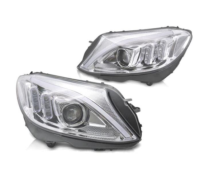 PHARES POUR MERCEDES CLASSE C W205 14-18 LED FOND CHROMÉ, Autos : Pièces & Accessoires, Éclairage, Envoi
