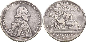 Praemien Doppeltaler, daalder 1786 Wuerzburg Bistum: Fran..., Verzenden, België