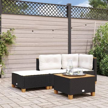 vidaXL Tuinkruk met kussen 63,5x56x32 cm poly rattan zwart, Verzenden, Nieuw