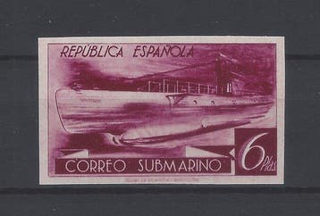 Spanje 1938 - 6 Pts. Submarino kleur gewijzigd - Edifil Esp., Gestempeld
