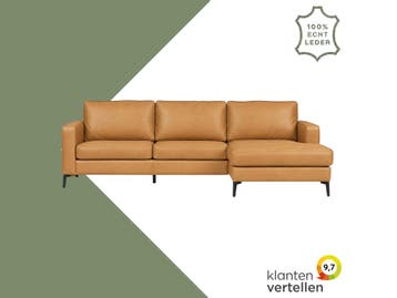 Leren hoekbank Match - 2.5-zits arm links + Longchair arm, Ophalen of Verzenden