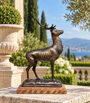 Statue, Large Deer Iron - 32 cm - Bois, Fer - 2026