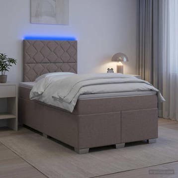 vidaXL Boxspringbed met matras met hoofdeinde Taupe 120 x, Verzenden