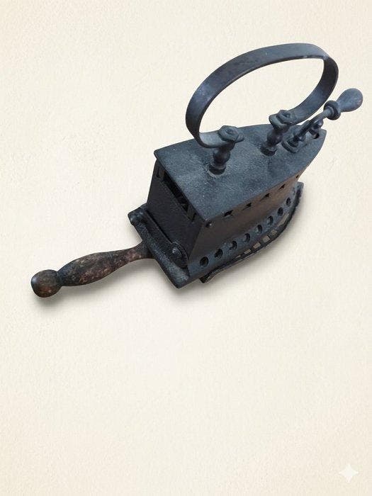 Strijkijzer - Gietijzer - Antiek strijkijzer+treeft, Antiquités & Art, Curiosités & Brocante