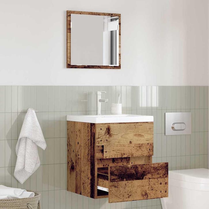 vidaXL Badkamerkast met lade Oud Hout 41 x 38,5 x 45 cm, Maison & Meubles, Tables | Coiffeuses, Envoi