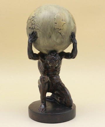 sculptuur, Atlas Holding Up the World – Bronze-Finish Resin, Antiek en Kunst