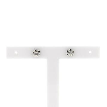 Witgouden solitair oorstekers met diamant; 0,14 ct., Handtassen en Accessoires, Oorbellen, Gebruikt, Ophalen of Verzenden, Met edelsteen