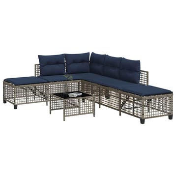 vidaXL 3-delige hoektuinbankset met kussens, grijs polyrotan, Tuin en Terras, Verzenden, Nieuw