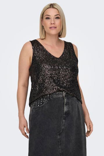 ONLY singlet glitters v-halsL=50/52Maat 46/48 (XL) of groter, Verzenden, Nieuw, Maat 46/48 (XL) of groter, Overige kleuren