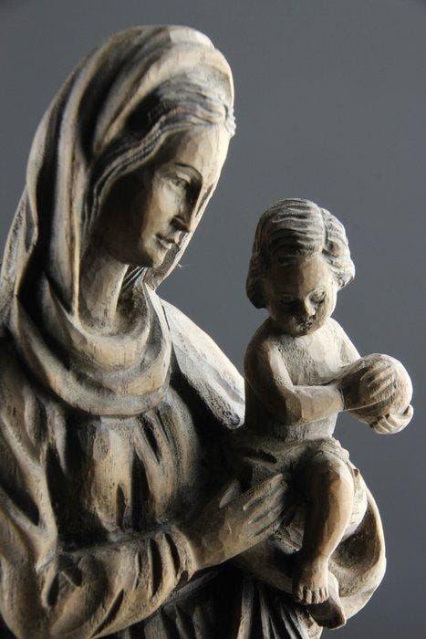 Ouro - Snijwerk, Mary and Child - 27 cm - Lindehout, Antiek en Kunst, Kunst | Niet-Westerse kunst