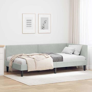 vidaXL Hoek Bed Frame met hoofdeinde Lichtgrijs 80 cm x 200, Verzenden, Nieuw