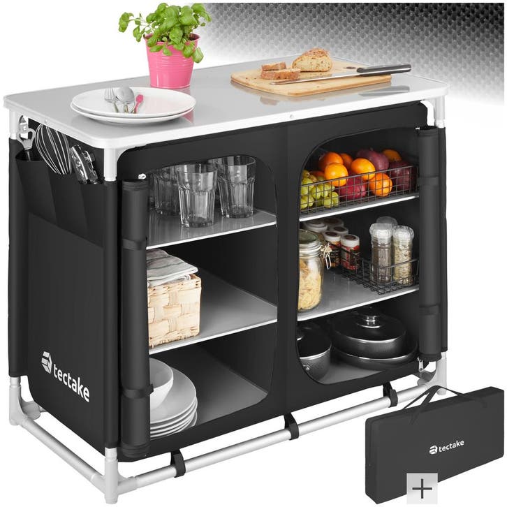 Aluminium kampeerkeuken 97 x 47,5 x 78 cm - zwart, Caravans en Kamperen, Kampeeraccessoires, Verzenden