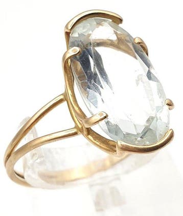 Ring - 18 karaat Geel goud - 5.00ct. tw. Aquamarijn, Nieuw
