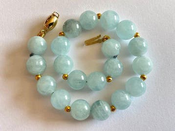 18 karaats (750) goud - 68,80 ct aquamarijn - Armband