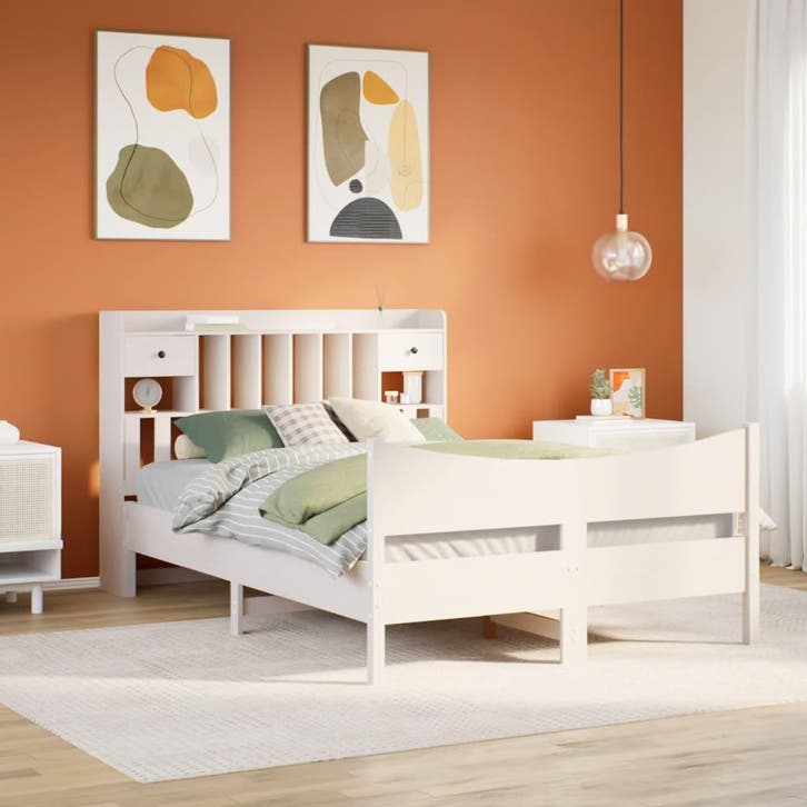 vidaXL Bedframe zonder matras massief grenenhout wit 140x200, Huis en Inrichting, Slaapkamer | Bedden, Nieuw, Verzenden