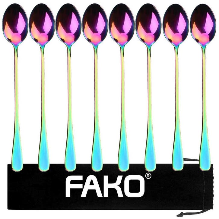 Fako Bijoux - 8 Lange Lepels - Latte Macchiato - Longdrink -, Huis en Inrichting, Keuken | Bestek, Verzenden