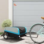 vidaXL Fietstrailer 45 kg ijzer zwart en blauw, Verzenden, Nieuw