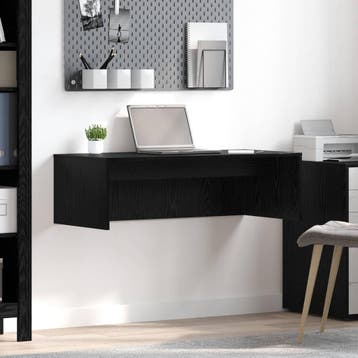 vidaXL Aan de muur bevestigd bureau Zwart Eiken Bewerkt hout, Verzenden