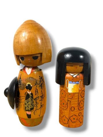 Set van 3 kokeshi - Hout - Yanagiyama Koubou, Shoei Fujikawa