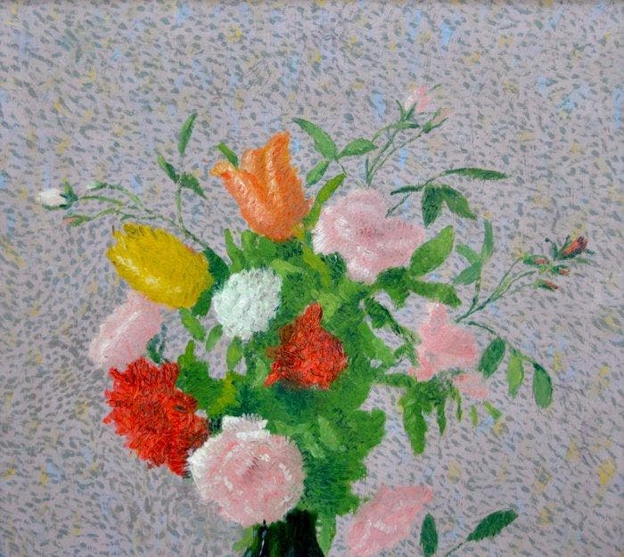 Jane Rouquet (1879-?) - Bouquet de fleurs, Antiquités & Art, Art | Peinture | Classique