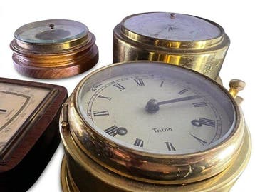 Meteo Aneroid barometer (4) - Messing, Hout, Glas -