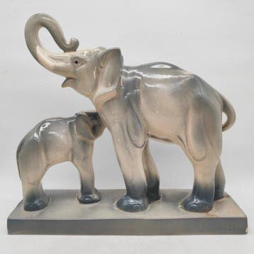 Saint Clement - Lemanceau - sculptuur, Éléphants - 31 cm -