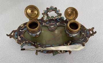 Bureauset - Brons, Cloisonné, Onyx