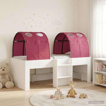 vidaXL Bed met Tunnel 4 pcs Wit en Rood Bewerkt hout, Huis en Inrichting, Slaapkamer | Bedden, Verzenden, Nieuw