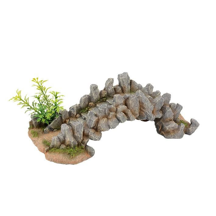 Stenen brug met plant OS-908 - aquarium decoratie, Animaux & Accessoires, Poissons | Aquariums & Accessoires, Enlèvement ou Envoi