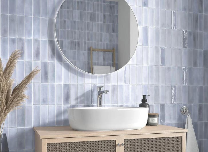 Wandtegel Arcadia Sartoria Blue Blauw Glans 6,5x26, Bricolage & Construction, Dalles & Carrelages, Enlèvement ou Envoi